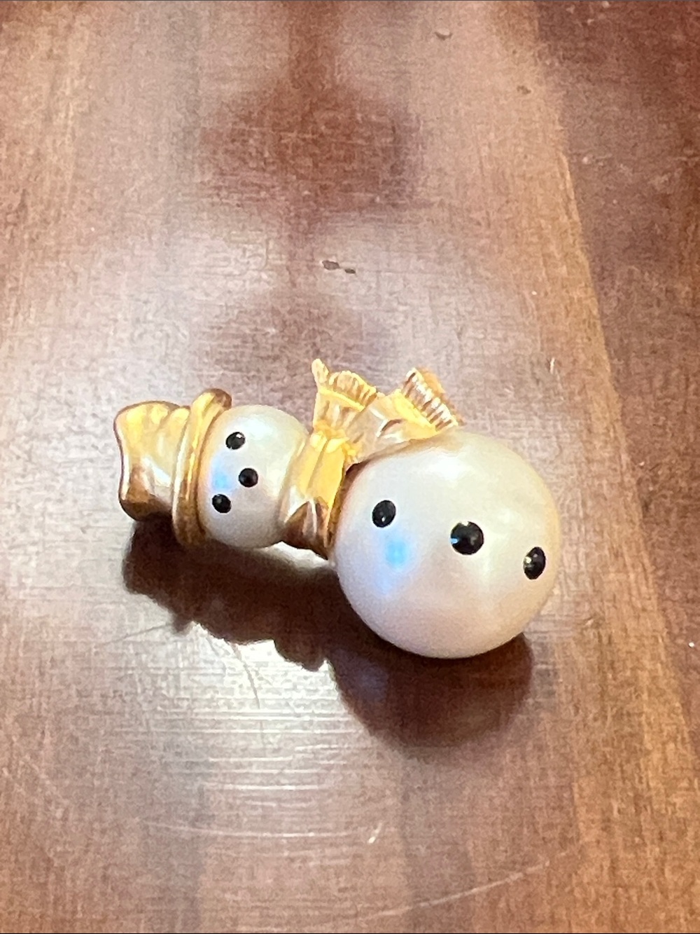 Carolee Vintage Snowman Pin Brooch Black White Gold Christmas Holiday